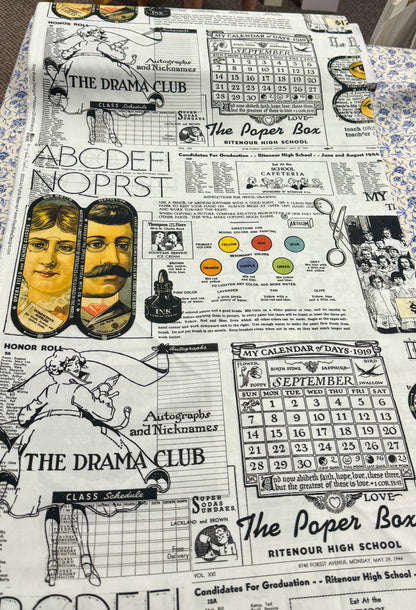 Old School Digitally Printed School Paper White by J. Wecker Frisch CD14959-WHITE from Riley Blake Designs Sold by the Half Yard