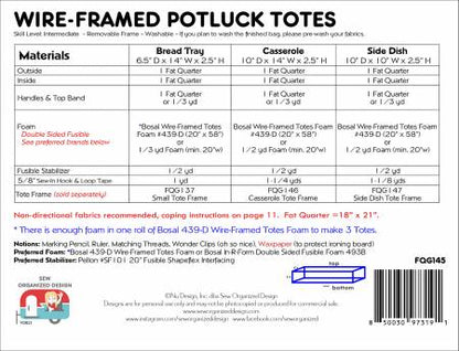 Wire-Framed Potluck Totes # FQG145 Pattern (frames sold separately) from Sew Organized Designs