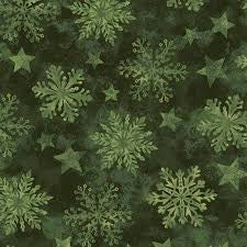 Tidings & Joy Snowflake Menagerie Green from Frankie & Lollie Sold by the Half Yard