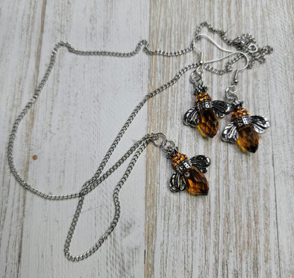 Topaz Crystal Quartz Bee Earring & Pendant Sets Custom-Made Exclusively for The Quilting Bea