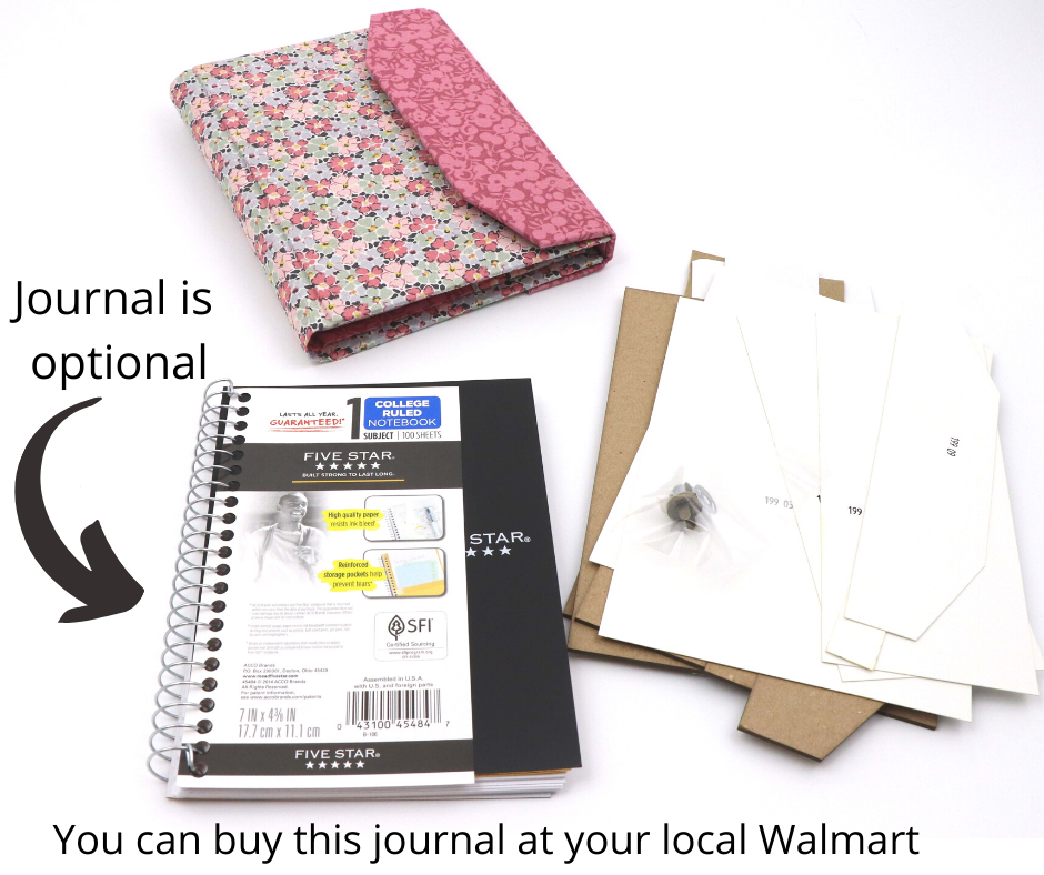 Fabric journal cover with magnet closure DIY kit, cartonnage kit 199 Colorway Arts