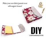 Fabric journal cover with magnet closure DIY kit, cartonnage kit 199 Colorway Arts