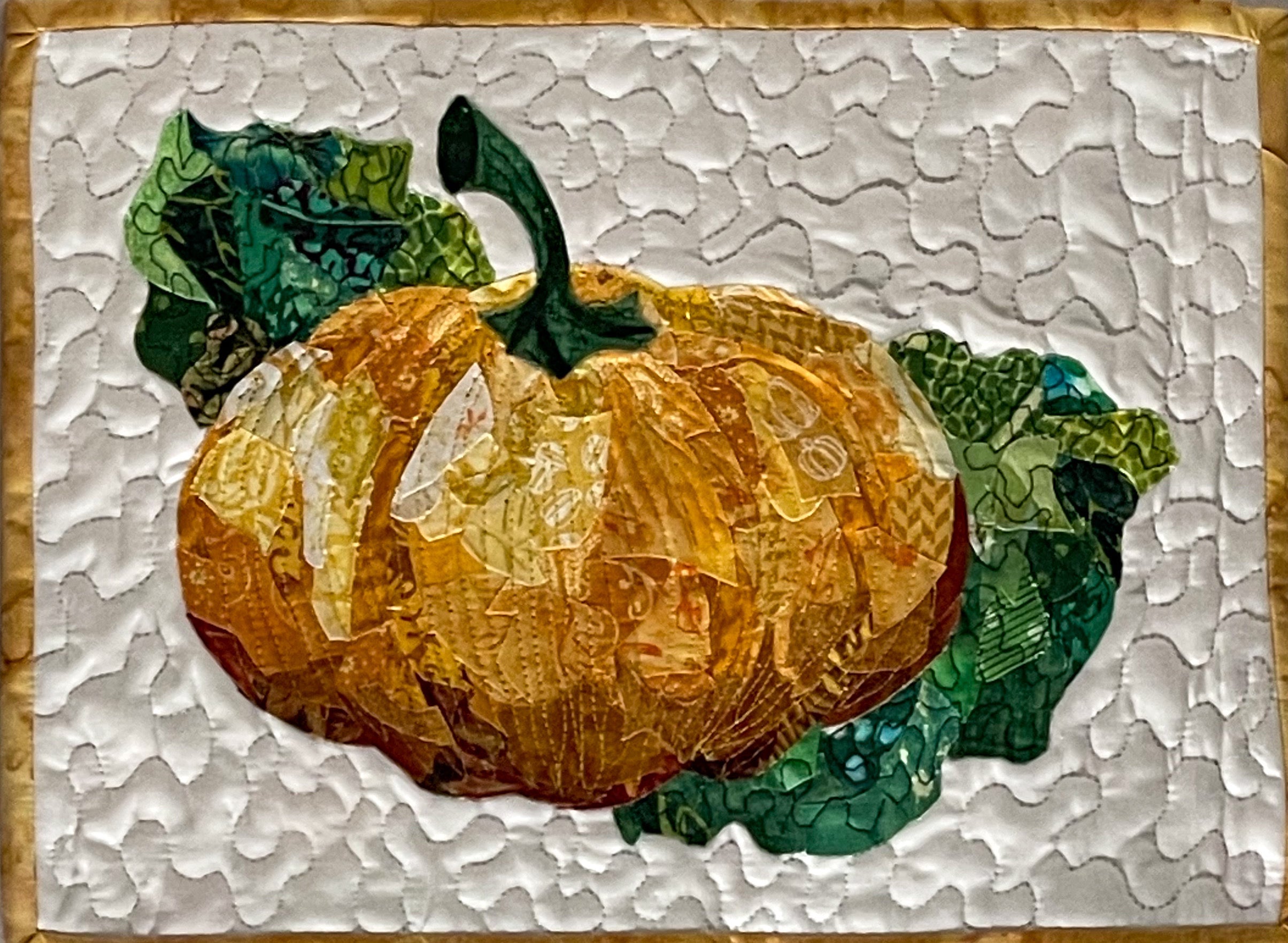 Saturday 11/4/2023 9:30 a.m. Introduction to Collage Quilting Class: Single Pumpkin & Vine