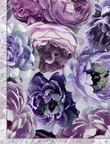 Remnant 1 yard 23.5" Large Purple Peonies from Timeless Treasures Sold by the Half Yard
