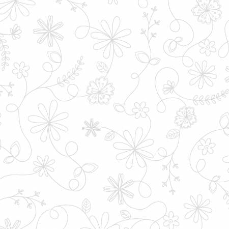 Kimberbell Swirl Floral White on White MAS8261M-WW Sold by the Half Yard