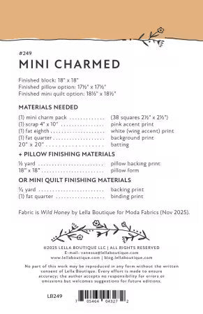 Mini Charmed quilt pattern cover, pattern LB249