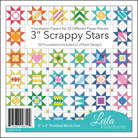 Scrappy Stars foundation paper package with 25 paper-pieced star designs