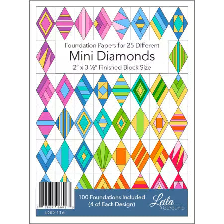 Mini Diamonds foundation paper piecing pad cover with 25 diamond quilt designs