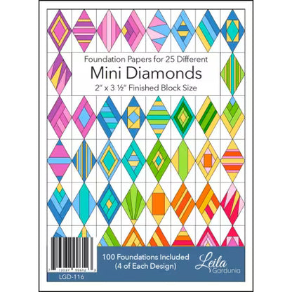 Mini Diamonds foundation paper piecing pad cover with 25 diamond quilt designs