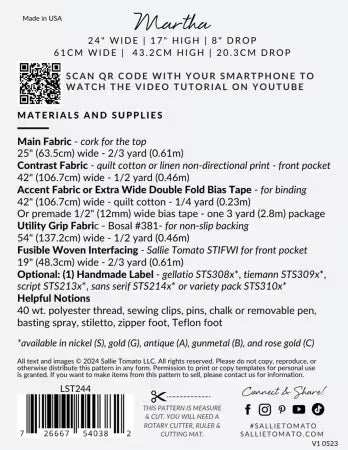 Martha Sewing Machine Mat and Cover Pattern # LST244 from Sallie Tomato