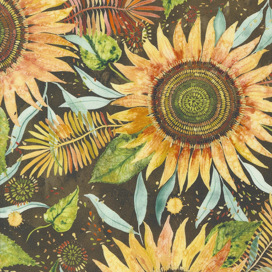 1 Yard Cut Floribunda Create Joy Project Brown Soil Big Sunflowers 39802 17 from Moda Fabrics