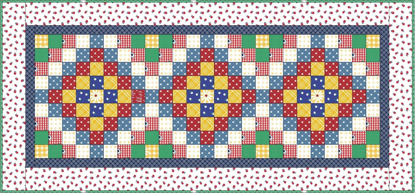 Mosaic Table Runner free EasyPiecing Grid pattern by TenSisters Handicraft
