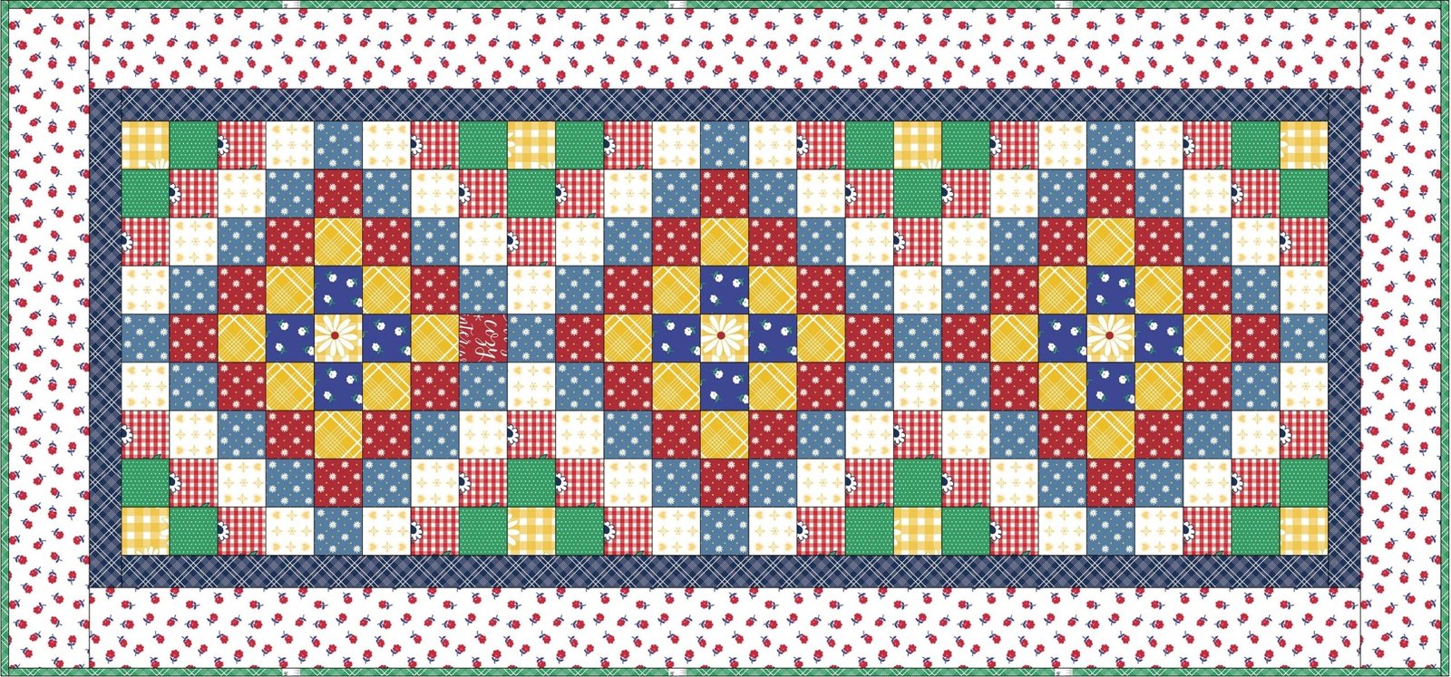 Mosaic Table Runner free EasyPiecing Grid pattern by TenSisters Handicraft