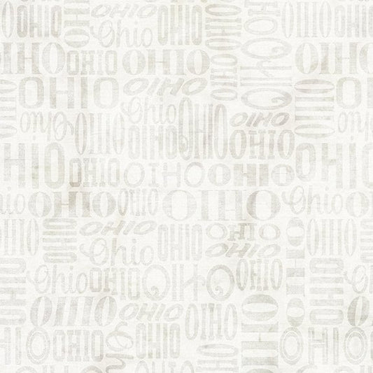 PRESALE ONLY - 2026 All Ohio Shop Hop Fabric - Ohio Words Neutral Cream SH204-003 from Island Batik 2026AOSH