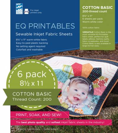 EQ Printables Inkjet Fabric Sheets # P-FABRC for memory quilts, fabric scrapbooks and quilt labels