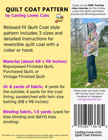 Carling Loves Cats Quilt Coat pattern, P286-QUILTCOAT