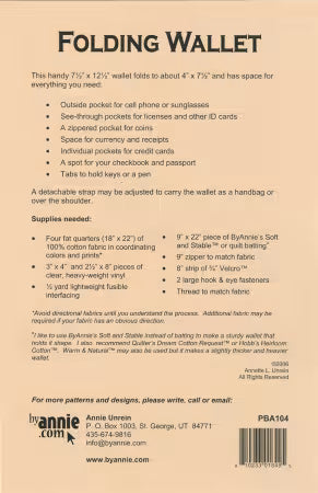 Folding Wallet # PBA104 from ByAnnie