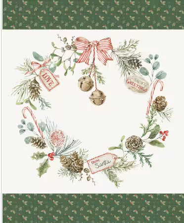 Holiday Spirit 35 1/2" x 43 1/2" Season's Greetings Wreath Panel # PD17466R-PANEL by Lisa Audit from Riley Blake Designs