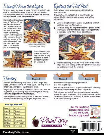 Square Folded Star Hot Pad pattern, additional view, PEP102 from Paper Pieces