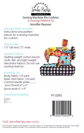 Sewing Machine Pincushion Sewing Pattern # PT-5395 From Jennifer Heynen Creative Co.