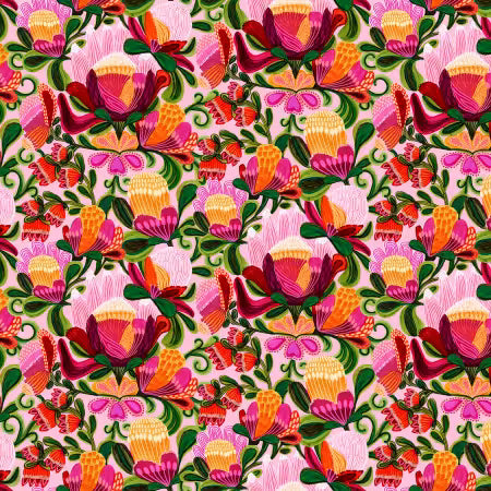 Paradise Blooms Rococo Garden Blush # PWKI004-BLUSH by Kristen Katz for FreeSpirit Fabrics