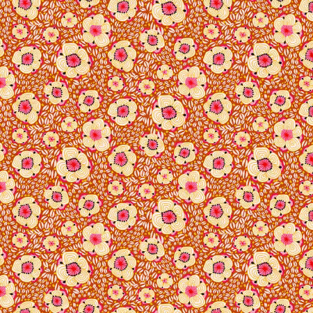Paradise Blooms Sun Blossoms Copper # PWKI012-COPPER by Kristen Katz for FreeSpirit Fabrics