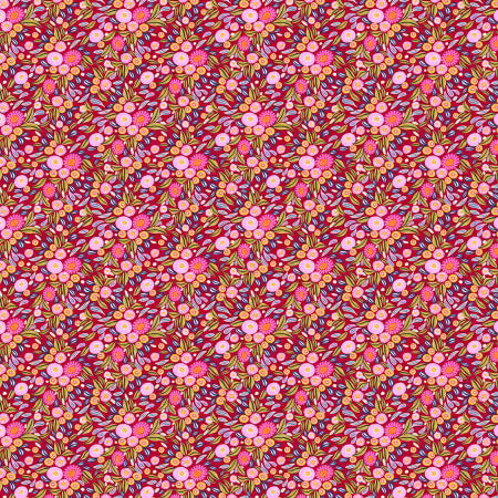 Paradise Blooms Wandering Wildflowers Cherry # PWKI014-CHERRY by Kristen Katz for FreeSpirit Fabrics