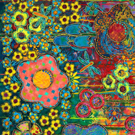 Dragonfly Dance - Multi # PWSP106-MULTI by Sue Penn Collection for FreeSpirit Fabrics