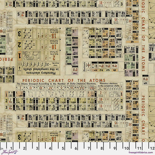 Tim Holtz Eclectic Elements Periodic - Multi PWTH186.MULTI || Laboratory from Free Spirit Sold by the Half Yard