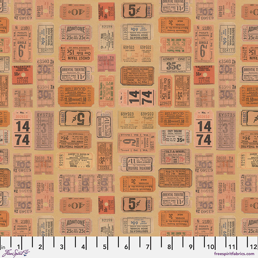 Eclectic Elements Palette Orange II Tickets by Tim Holtz Palette Orange PWTH232.ORANGE from FreeSpirit Fabrics