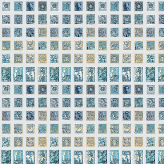 Eclectic Elements Palette Blue - Blue Stamps PWTH281.BLUE by Tim Holtz from FreeSpirit Fabrics Sold by the Half Yard
