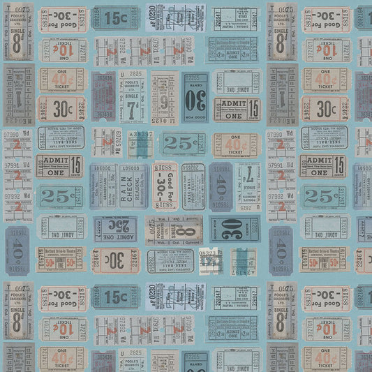 Eclectic Elements Palette Blue - Blue Tickets PWTH282.BLUE by Tim Holtz from FreeSpirit Fabrics Sold by the Half Yard