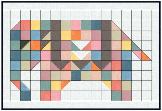 Pachyderm free EasyPiecing Grid elephant quilt pattern by TenSisters Handicraft