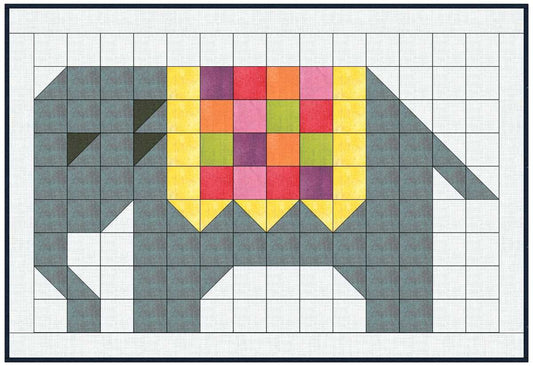 Pachyderm 2 free EasyPiecing Grid elephant quilt pattern by TenSisters Handicraft