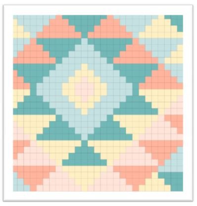 Pale Sunset free EasyPiecing Grid color wash quilt pattern by TenSisters Handicraft
