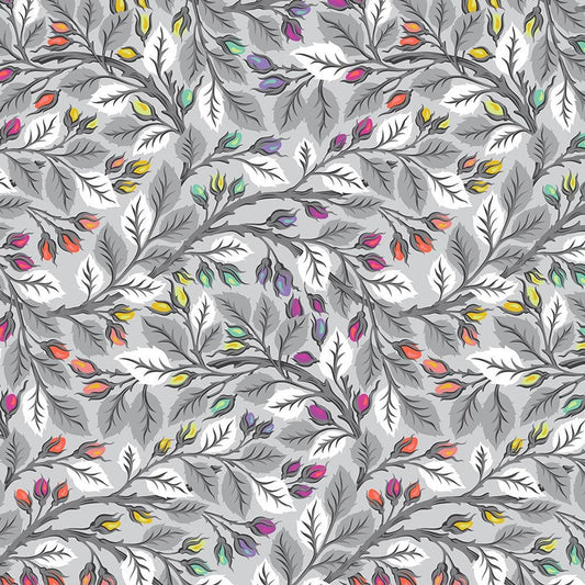 Graywork Best Buds Fog Grey 108 Inch WIDE BACK SKU: QBTP019 FOG by Tula Pink from FreeSpirit Fabrics