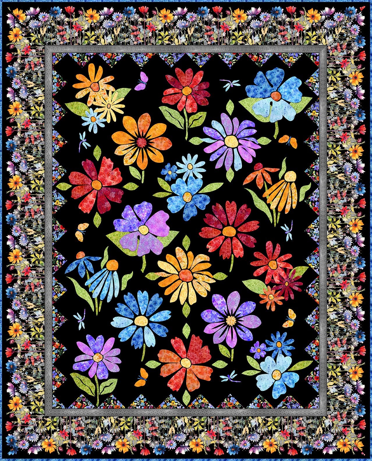 Blooming Night & Day (Fusible) Applique Pattern BDN.AQ.PCW by Jason Yenter from In the Beginning Fabrics