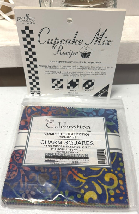 NEW BUNDLE! FREE CUPCAKE MIX #3  Robert Kaufman Celebration Batik 5" Squares Pack