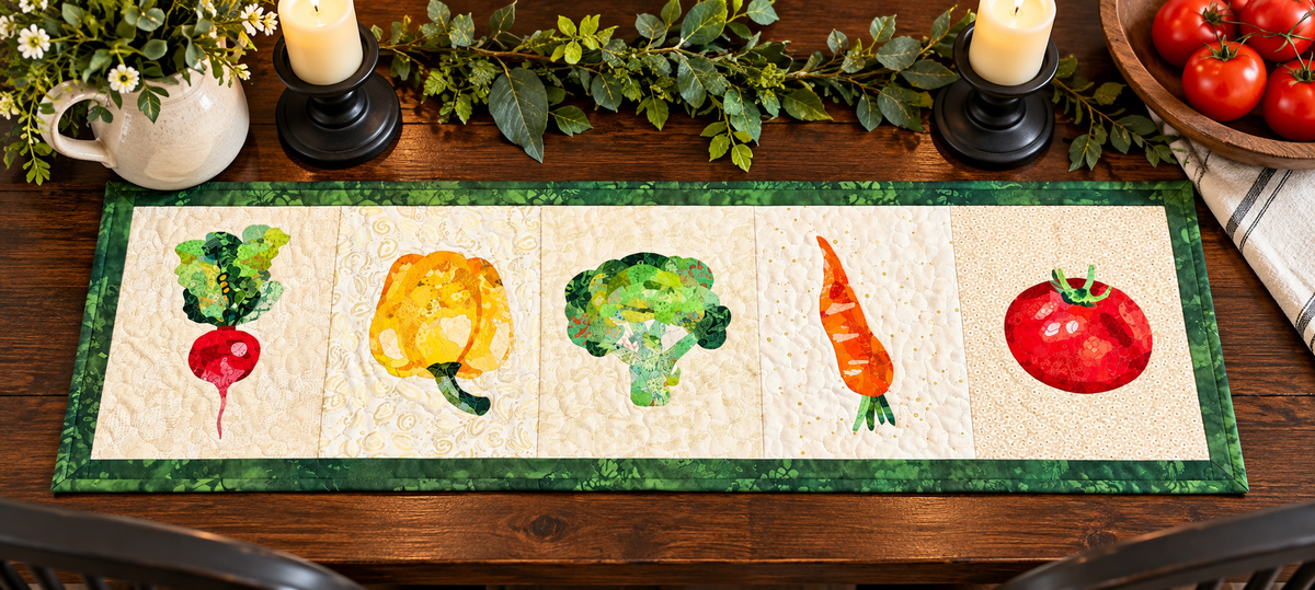 Garden Harvest Collage - Table Runner by Judith Lattavo