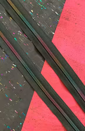 Black Zipper Tape with Rainbow Teeth # SASSKIT-17D from Sassafras Lane