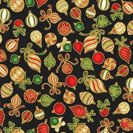 Holiday Charms SRKM-19948-2 BLACK from Robert Kaufman Fabrics Sold by the Half Yard