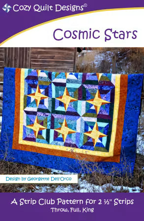 Cosmic Stars Strip Club quilt pattern cover, SRRCOS from Cozy Quilt Designs