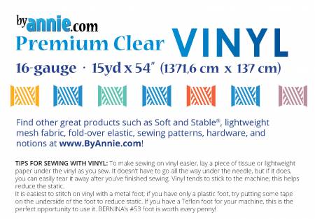 Premium Clear Vinyl - 15yds x 54in # SUP151-15YD from ByAnnie Sold by the Half Yard