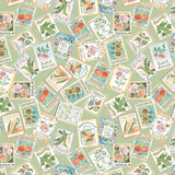 16" Remnant Robin Sage Seed Packets 53841-6 by Clare Therese Gray for Windham Fabrics Sold by the Half Yard