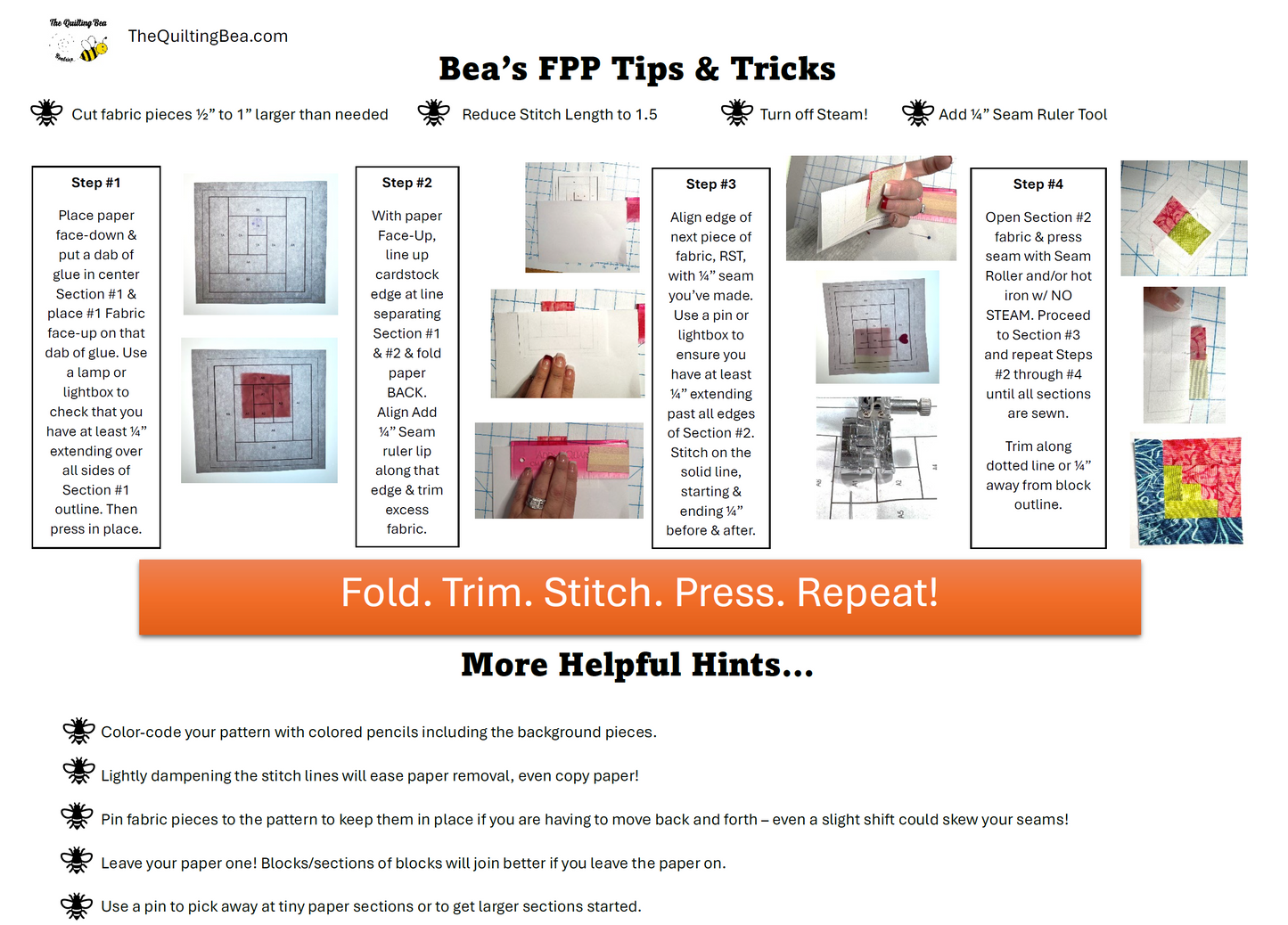 Foundation Paper Piecing Tips & Tricks from The Quilting Bea Free Printable