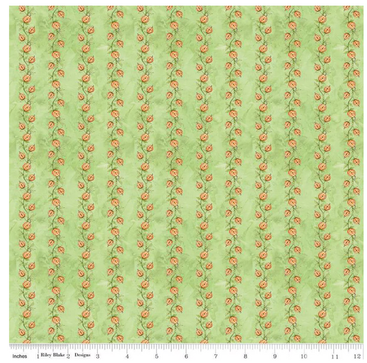 Ghoul Friends C16053-GREEN Pumpkin Vine by Teresa Kogut for Riley Blake Designs Sold by the Half Yard