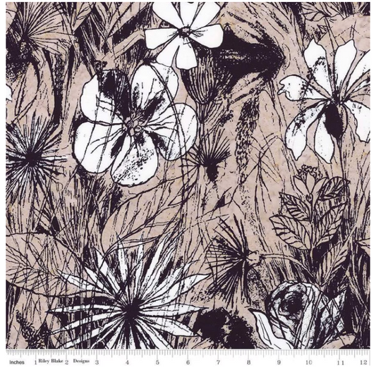 Expressions Batiks Floral Reflections Coffee Cream SKU: BT23180-133 from Riley Blake Designs Sold by the Half Yard