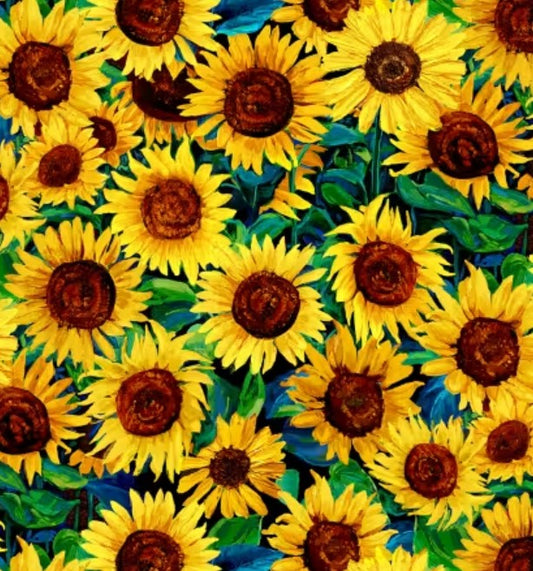 Sunflower Symphony Sunflower Painted Sunflower # CD3531-SUNFLOWER from Timeless Treasures Sold by the Half Yard