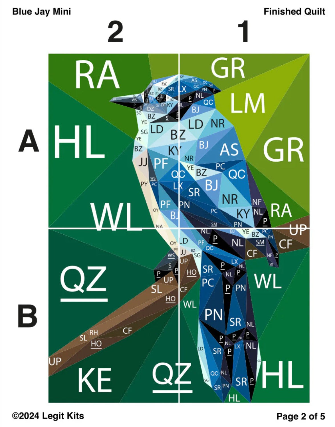 Blue Jay Mini # LK-PT063 Foundation Paper Piecing Pattern from Legit Kits