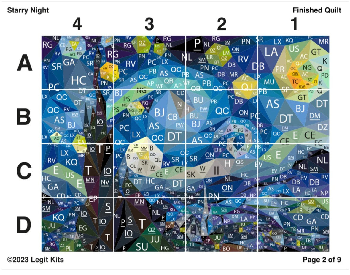 Starry Night # LK-PT046 Foundation Paper Piecing Pattern from Legit Kits